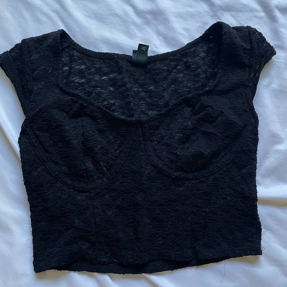 Wild Fable Black Lace Crop Top